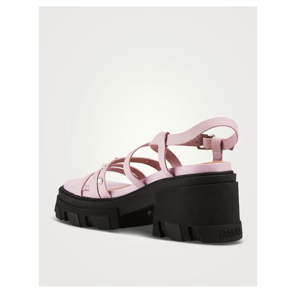 GANNI Womens Pink 2" Platform Round Toe Block Heel Leather Slingback Sandal 40 - Picture 2 of 3